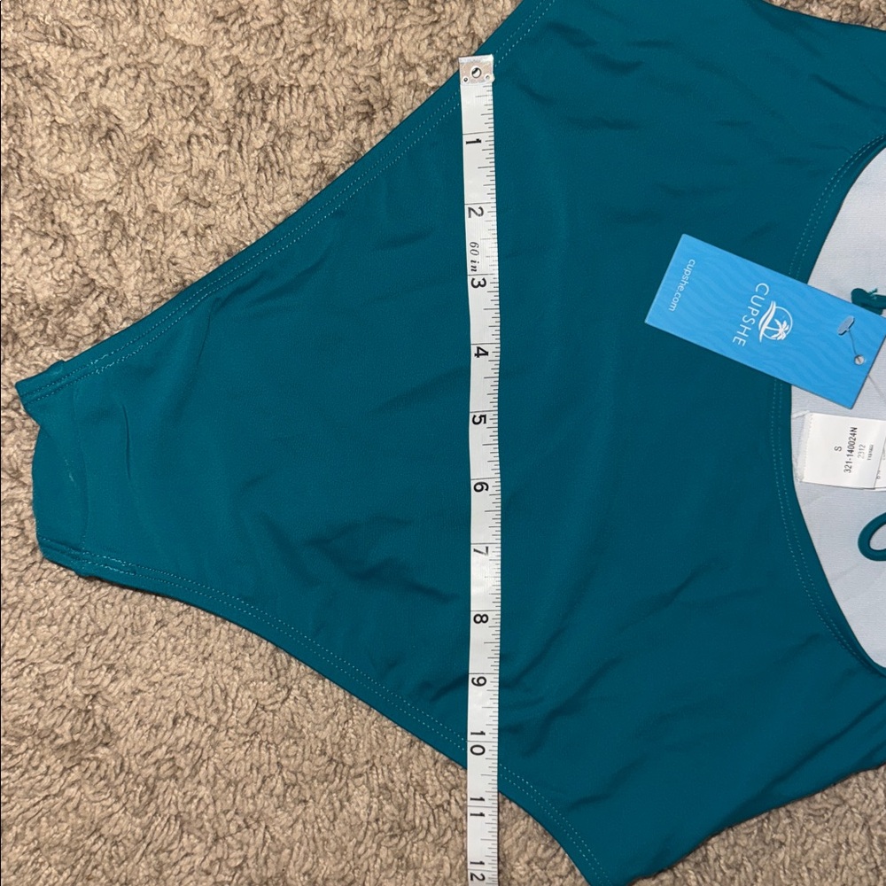 Cupshe Teal Ruffled V-Neck Swimsuit NWT size S - Picture 6 of 8